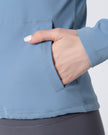 Side pocket detail of SoftForm Zip Active Jacket in light blue