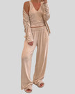 Front angle image of the SoftNest Lounge Set in beige styled for cozy elevated everyday lounging