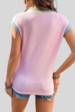 Back view of ribbed sleeveless tee with clean silhouette