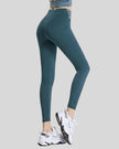 Back angle view of deep teal Statement Angel Legging with cropped sporty fit