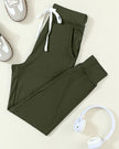 Front flat lay of Athlesi StreetFlow Drawstring Jogger Pant in army green