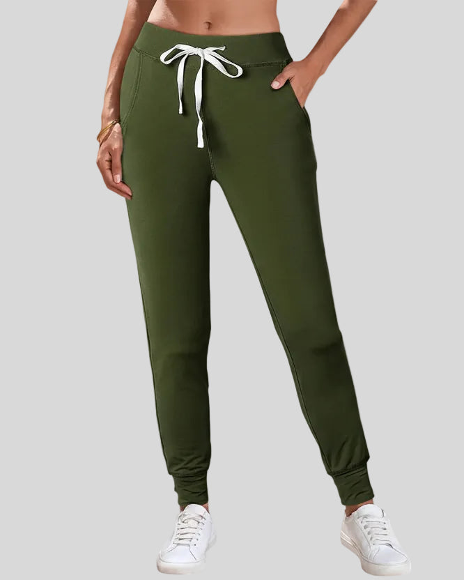 Front view of Athlesi StreetFlow Drawstring Jogger Pant in army green