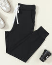 Front flat lay of Athlesi StreetFlow Drawstring Jogger Pant in black