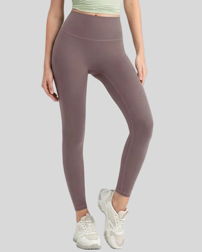 High-waisted seamless StrideSculpt Core Legging in taupe, front view
