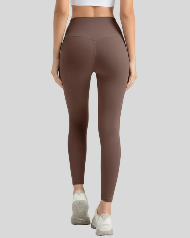 Back view of Athlesi StrideSculpt Slim legging in mocha