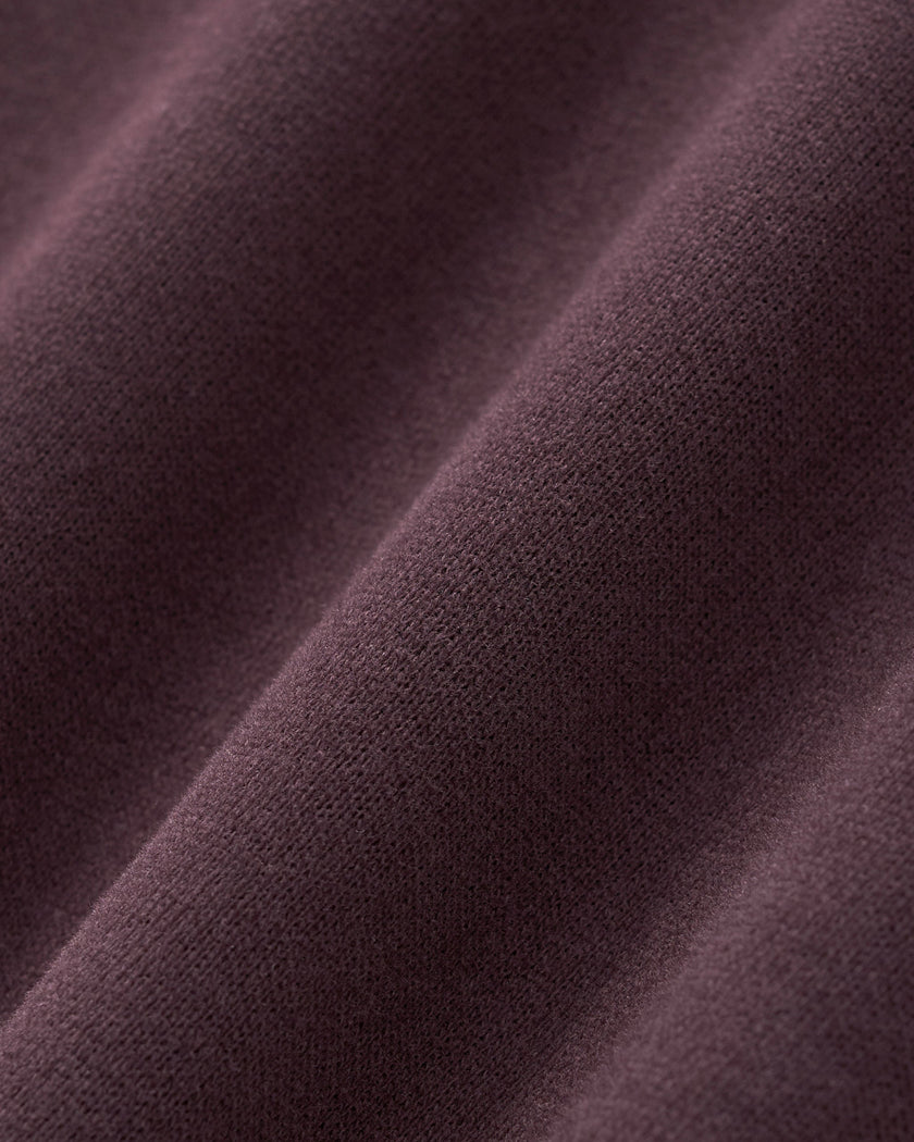 Closeup of Dark Reddish Purple cotton-blend fabric on StudioEase Cropped Hoodie