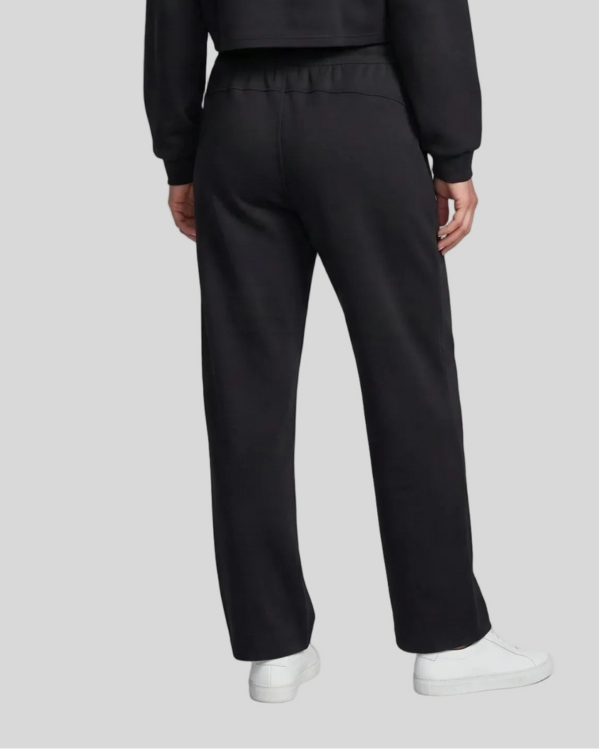 Lower body back view of woman wearing StudioEase Straight-Leg Sweatpants in Black