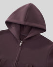 Closeup of hood neckline and full-zip closure on StudioEase Cropped Zip Hoodie