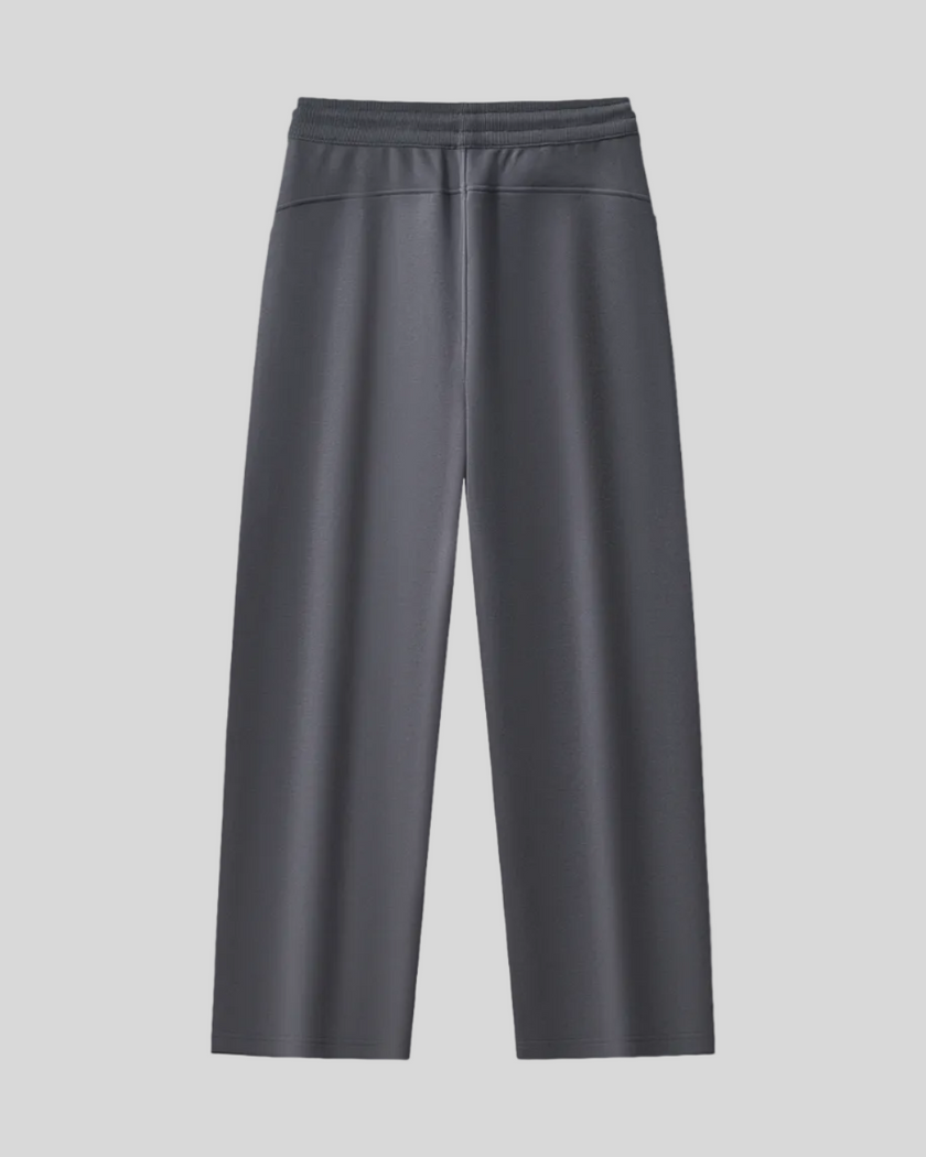 Back view of StudioEase Straight-Leg Sweatpants in Charcoal Gray showing straight-leg silhouette