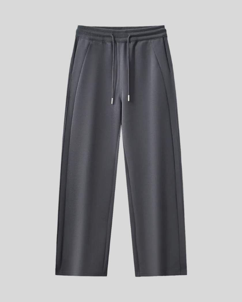 Front view of StudioEase Straight-Leg Sweatpants in Charcoal Gray with drawstring waist and relaxed straight legs