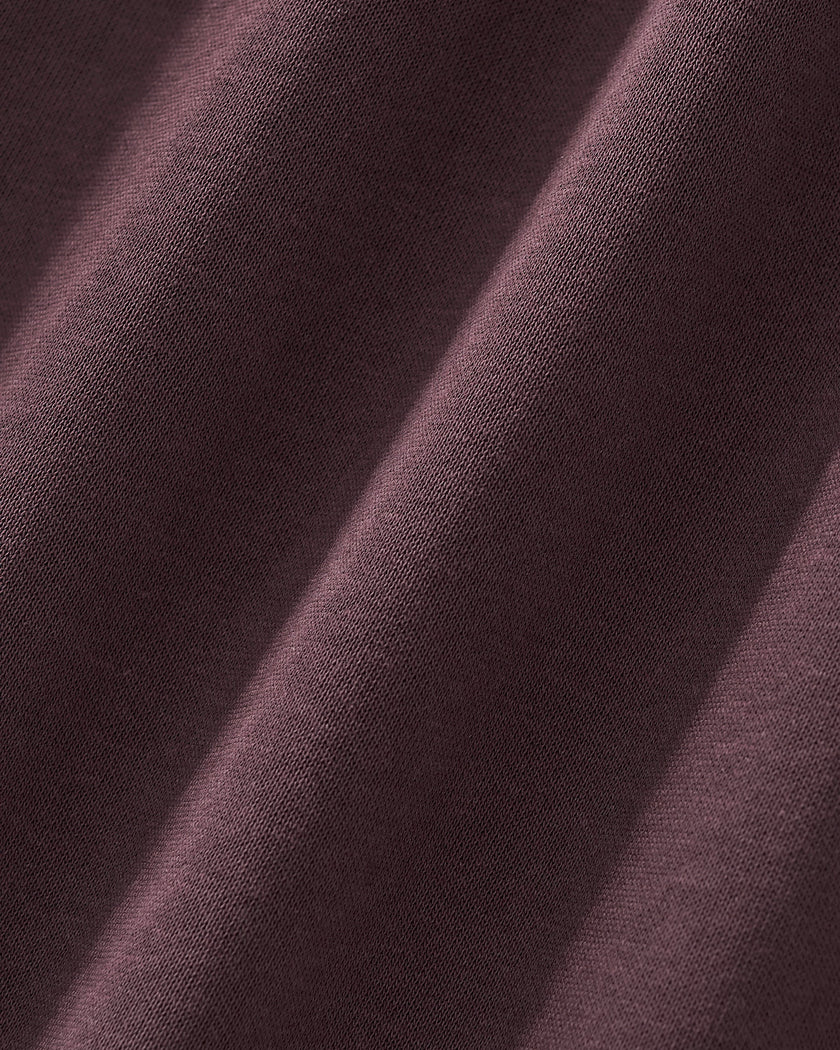 Closeup of Dark Reddish Purple cotton-blend fabric on StudioEase Straight-Leg Sweatpants