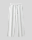 Front view of StudioEase Straight-Leg Sweatpants in Flower Gray with drawstring waist and relaxed straight legs