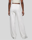 Lower body back view of woman wearing StudioEase Straight-Leg Sweatpants in Flower Gray