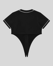 TrackLine Baseball Jersey in Black back view with contrast neckline and sleeve trim