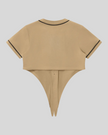TrackLine Baseball Jersey in Coffee back view with contrast neckline and sleeve trim