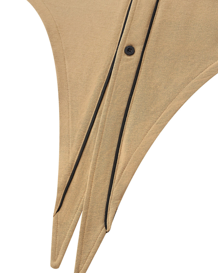 TrackLine Baseball Jersey in Coffee styled with the front tied for a cropped casual look