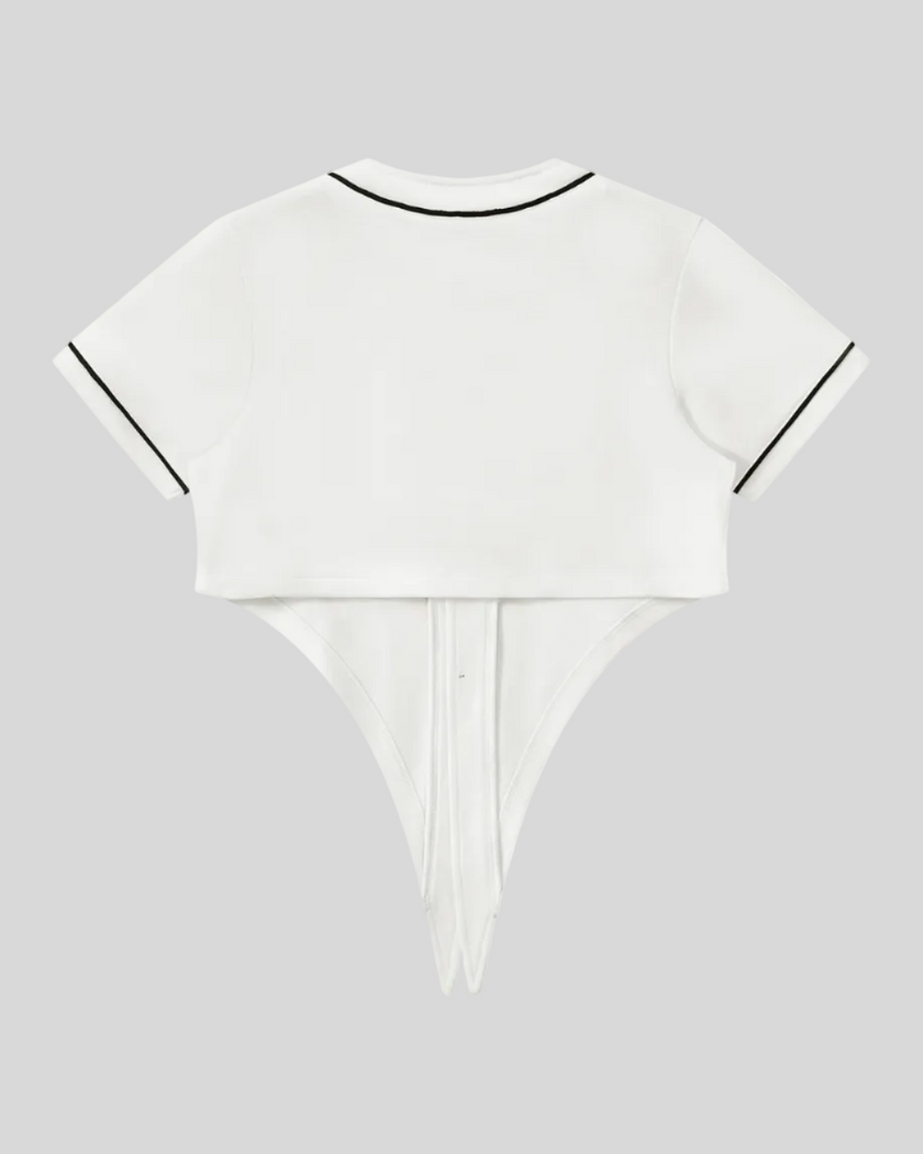 TrackLine Baseball Jersey in White back view with contrast neckline and sleeve trim