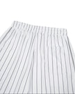 Back waist close-up of the Athlesi TrackLine Baseball Striped Shorts showing the elastic waistband