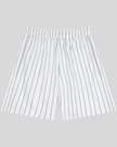 Athlesi TrackLine Baseball Striped Shorts in white with black pinstripes, back view