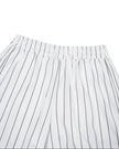 Front waist close-up of the Athlesi TrackLine Baseball Striped Shorts showing the elastic waistband and drawstring