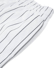 Side close-up of the Athlesi TrackLine Baseball Striped Shorts showing the pocket and pinstripe detail