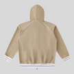 TrackLine Club Hoodie in Khaki back view with hood and striped trim details