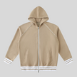 TrackLine Club Hoodie in Khaki front view with striped trim details