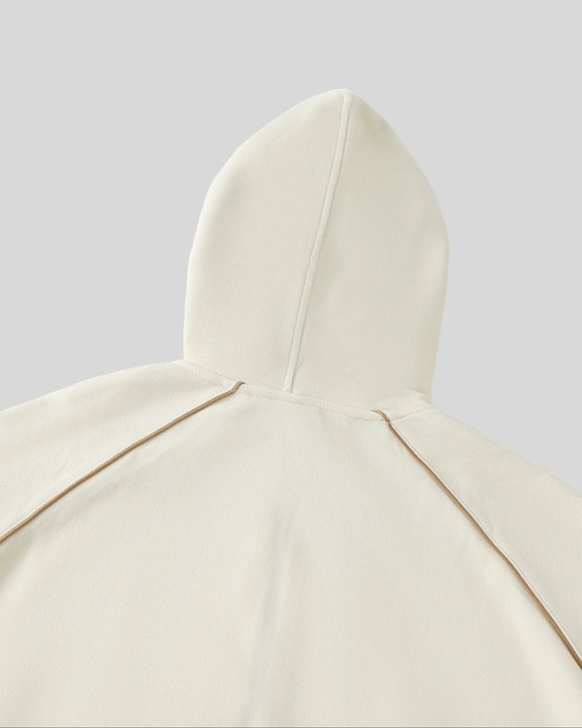 Back hood detail of TrackLine Club Hoodie in Mild Apricot