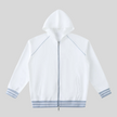 TrackLine Club Hoodie in White front view with striped trim details