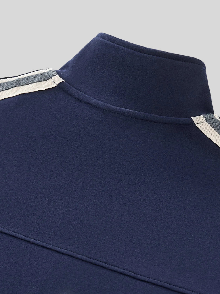 Back collar detail of TrackLine Club Jacket in Royal Blue