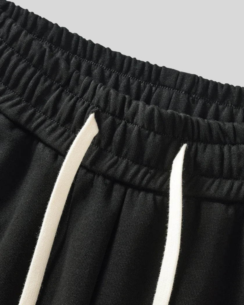 Drawstring waistband detail of TrackLine Club Pants in Black