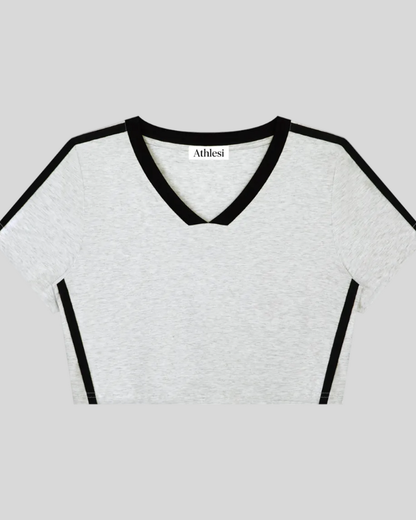 TrackLine Club Tee in Flower Gray front view