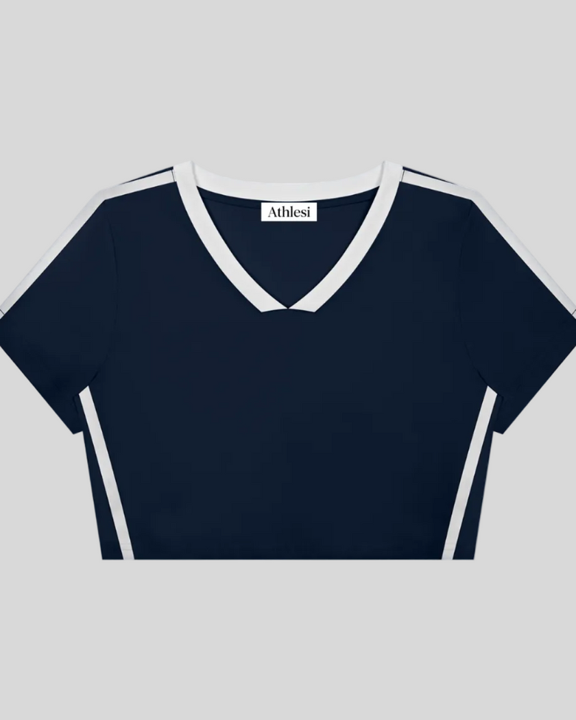 TrackLine Club Tee in Navy Blue front view