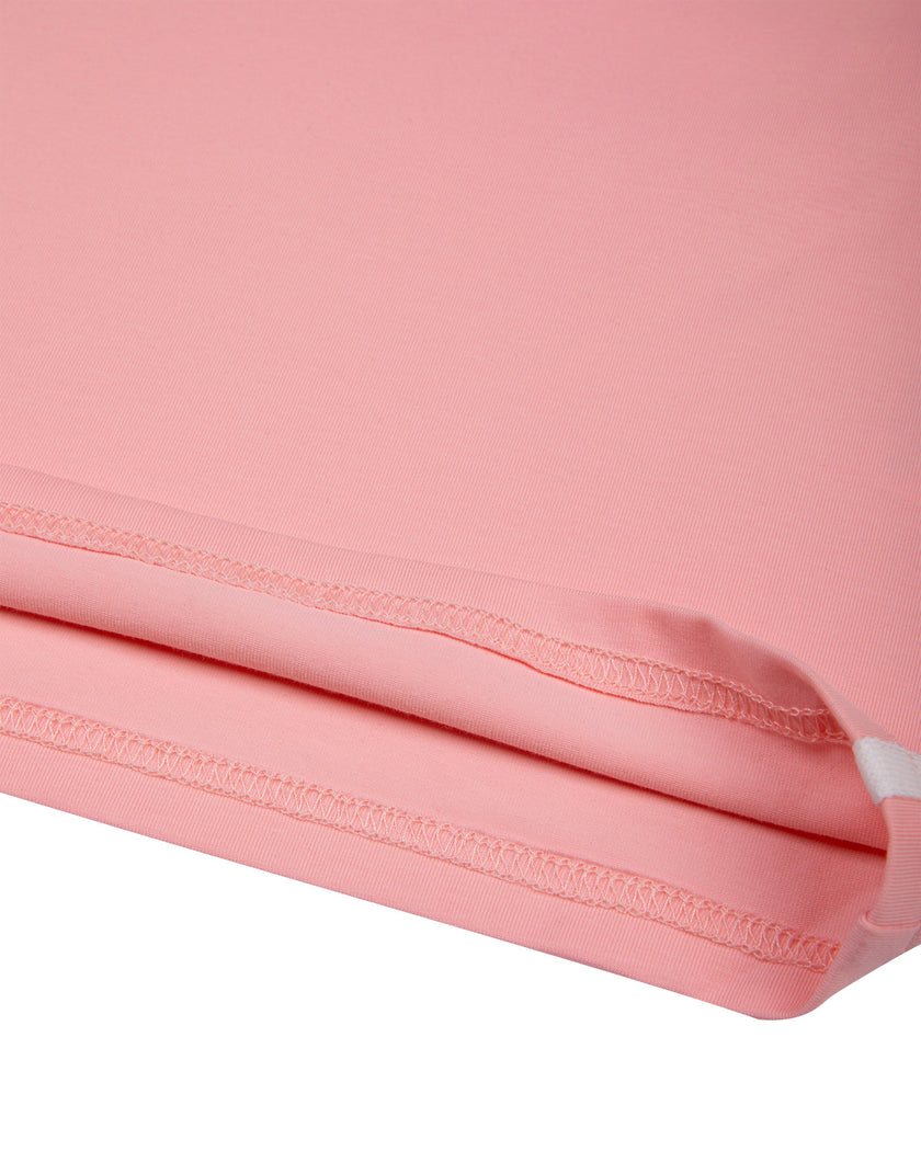 Hem detail of TrackLine Club Tee in Pink