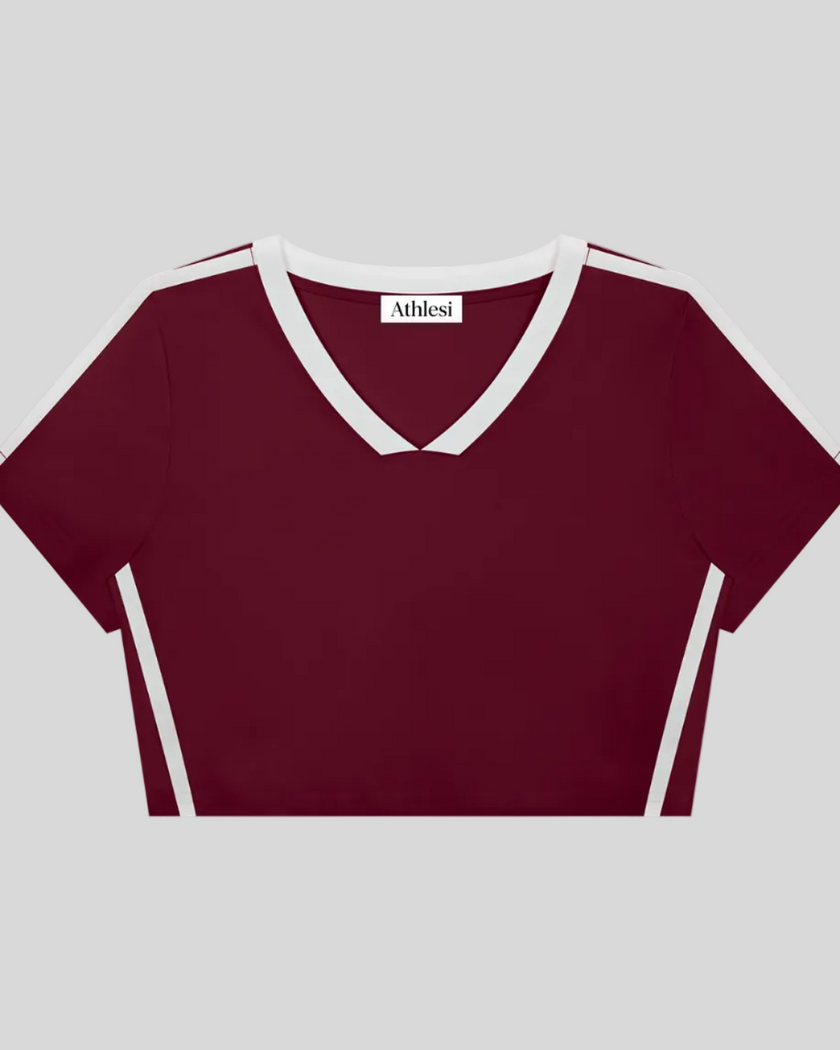 TrackLine Club Tee in Wine Red front view