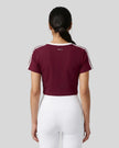 Model wearing TrackLine Club Tee in Wine Red back view
