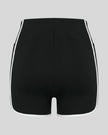 Back view of the TrackLine Color Block Performance Shorts in Black with White contrast trim