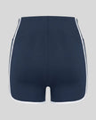 Back view of the TrackLine Color Block Performance Shorts in Navy Blue with White contrast trim