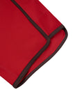 Closeup of the curved leg opening and contrast binding on the TrackLine Color Block Performance Shorts in Red