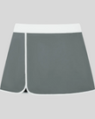 Athlesi TrackLine Color Block Skort in Dark Gray front view with white waistband and contrast trim