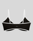 Athlesi TrackLine Color Block Sports Bra in black and white back view with contrast trim