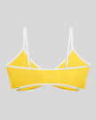 Athlesi TrackLine Color Block Sports Bra in yellow and white back view with contrast trim