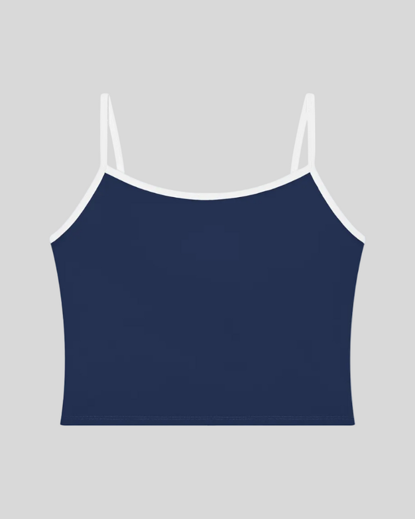 TrackLine Color Block Tank in navy blue and white front view