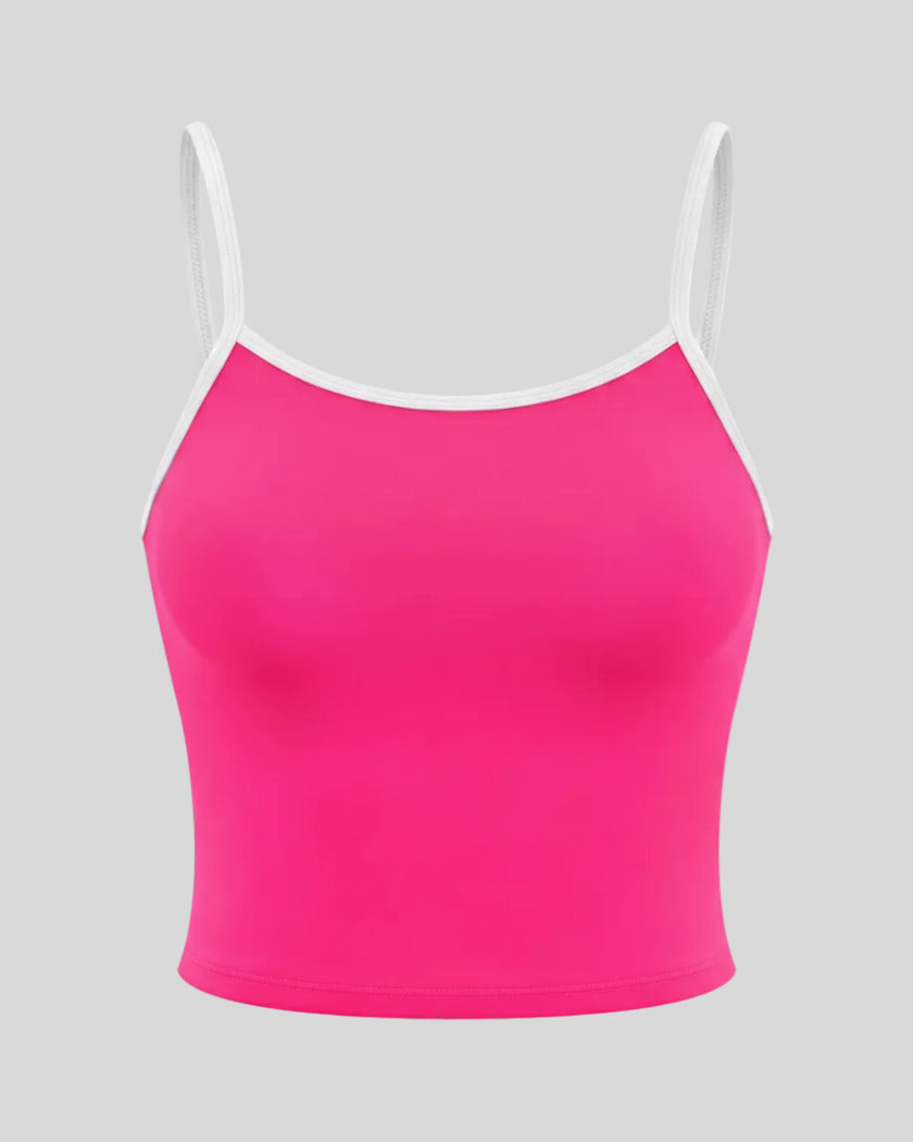 TrackLine Color Block Tank in pink and white 3d front view