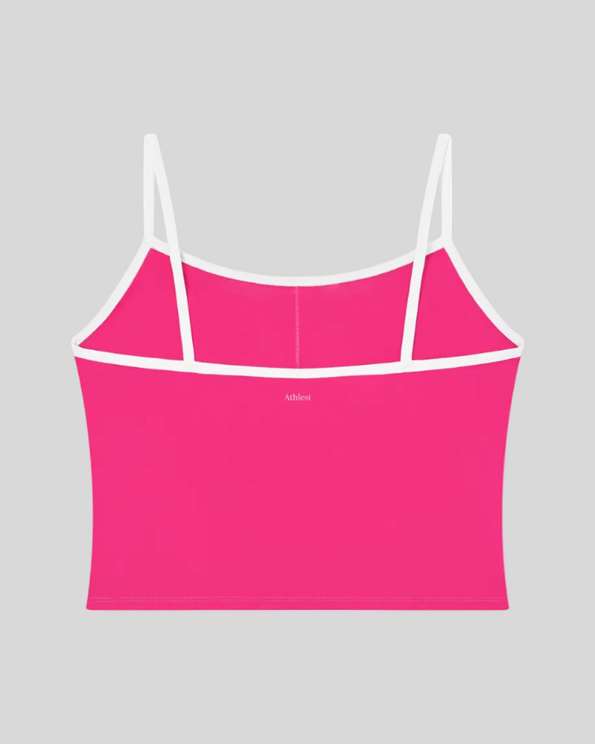 TrackLine Color Block Tank in pink and white back view
