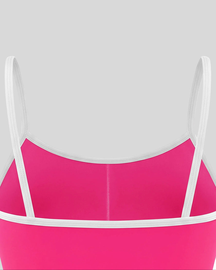 Back strap and binding detail of the TrackLine Color Block Tank