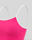 Angled closeup showing the color block design and neckline of the TrackLine Color Block Tank