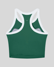 TrackLine color block tank top in Blackish Green back view showing racerback design and contrasting trim.