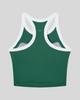 TrackLine color block tank top in Blackish Green back view showing racerback design and contrasting trim.