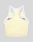 TrackLine color block tank top in Light Yellow back view showing racerback design and contrasting trim.